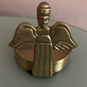 Brass Angel candleholder drink coaster